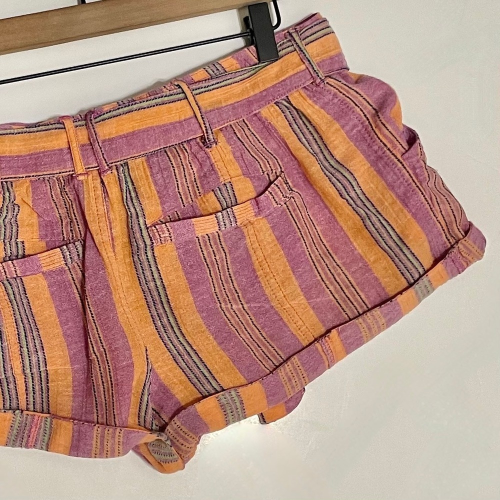 FREE PEOPLE Barbados Bloom Belted Cuffed Shorts‎ Tropical Stripes Vacation 6 - Picture 11 of 15